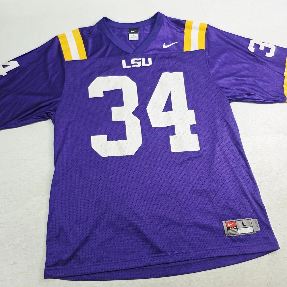 Vintage LSU Tigers NCAA Nike Team Authentic Purple Mesh Jersey #34 Mens XL EUC